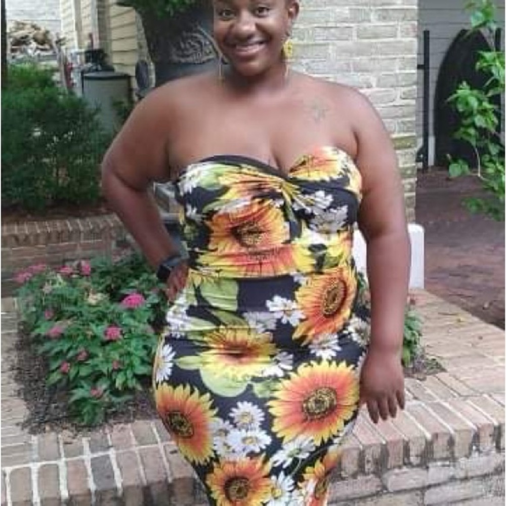 Sunflower Print Maxi Skirt in Black and Yellow